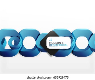 Geometric abstract background, cut chain shapes or hexagons on white. Vector illustration