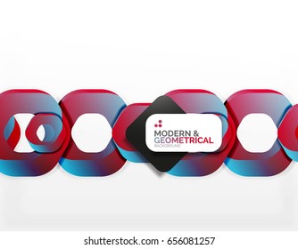 Geometric abstract background, cut chain shapes or hexagons on white. Vector illustration