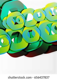 Geometric abstract background, cut chain shapes or hexagons on white. Vector illustration