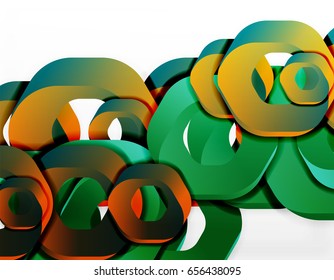 Geometric abstract background, cut chain shapes or hexagons on white. Vector illustration