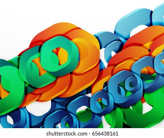 Arrière-plan abstrait géométrique, formes en chaîne découpées ou hexagones sur fond blanc. Illustration vectorielle