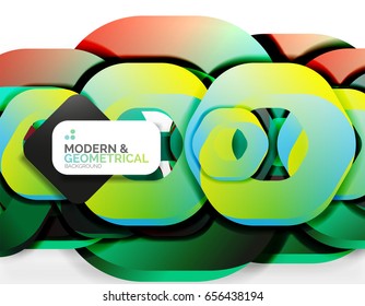 Geometric abstract background, cut chain shapes or hexagons on white. Vector illustration