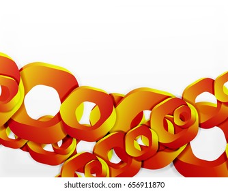 Geometric abstract background, cut chain shapes or hexagons on white. Vector illustration