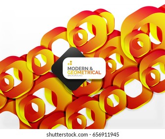 Geometric abstract background, cut chain shapes or hexagons on white. Vector illustration