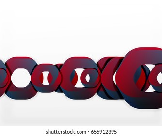 Geometric abstract background, cut chain shapes or hexagons on white. Vector illustration