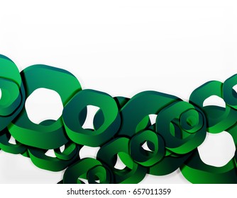 Geometric abstract background, cut chain shapes or hexagons on white. Vector illustration