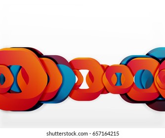 Geometric abstract background, cut chain shapes or hexagons on white. Vector illustration