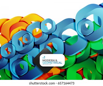 Geometric abstract background, cut chain shapes or hexagons on white. Vector illustration