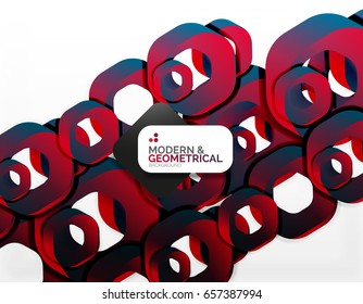 Geometric abstract background, cut chain shapes or hexagons on white. Vector illustration