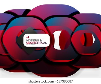 Geometric abstract background, cut chain shapes or hexagons on white. Vector illustration