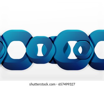 Geometric abstract background, cut chain shapes or hexagons on white. Vector illustration