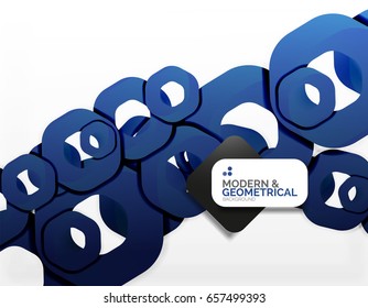 Geometric abstract background, cut chain shapes or hexagons on white. Vector illustration