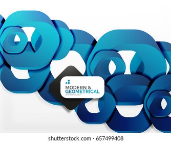 Geometric abstract background, cut chain shapes or hexagons on white. Vector illustration