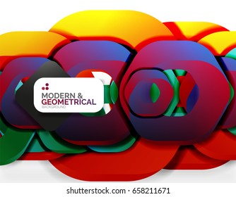 Geometric abstract background, cut chain shapes or hexagons on white. Vector illustration