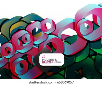 Geometric abstract background, cut chain shapes or hexagons on white. Vector illustration