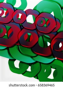 Geometric abstract background, cut chain shapes or hexagons on white. Vector illustration