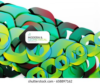 Geometric abstract background, cut chain shapes or hexagons on white. Vector illustration