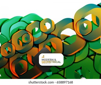 Geometric abstract background, cut chain shapes or hexagons on white. Vector illustration