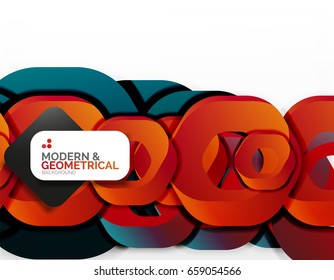 Geometric abstract background, cut chain shapes or hexagons on white. Vector illustration