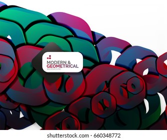 Geometric abstract background, cut chain shapes or hexagons on white. Vector illustration