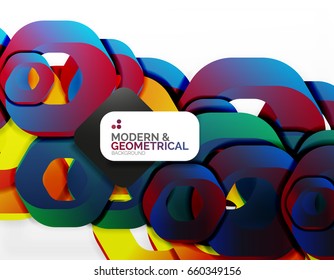 Geometric abstract background, cut chain shapes or hexagons on white. Vector illustration