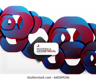 Geometric abstract background, cut chain shapes or hexagons on white. Vector illustration