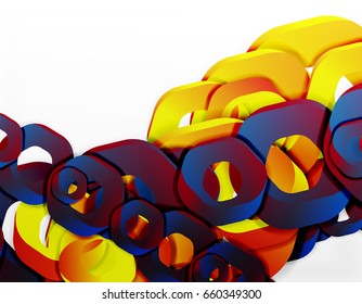 Geometric abstract background, cut chain shapes or hexagons on white. Vector illustration