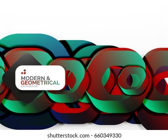 Geometric abstract background, cut chain shapes or hexagons on white. Vector illustration