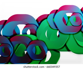 Fundo geométrico abstrato, corta formas de cadeia ou hexágonos em branco. Ilustração vetorial