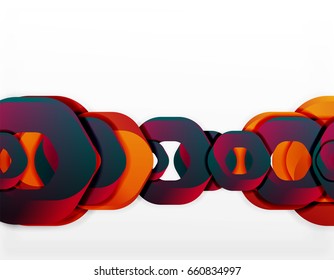Geometric abstract background, cut chain shapes or hexagons on white. Vector illustration