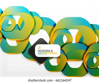 Fondo geométrico abstracto, formas de cadena de corte o hexágonos en blanco. Ilustración del vector