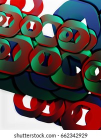 Geometric abstract background, cut chain shapes or hexagons on white. Vector illustration