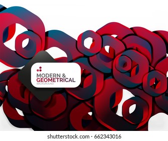 Geometrischer abstrakter Hintergrund, Schnittkettenformen oder Hexagons auf Weiß. Vektorgrafik