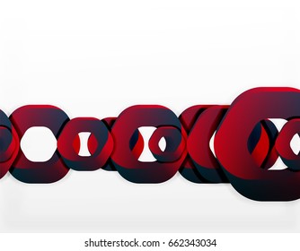Geometric abstract background, cut chain shapes or hexagons on white. Vector illustration