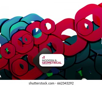 Geometric abstract background, cut chain shapes or hexagons on white. Vector illustration