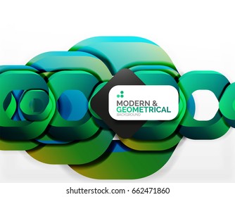 Geometric abstract background, cut chain shapes or hexagons on white. Vector illustration