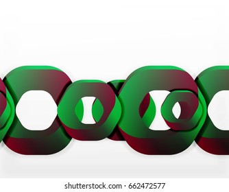 Geometric abstract background, cut chain shapes or hexagons on white. Vector illustration