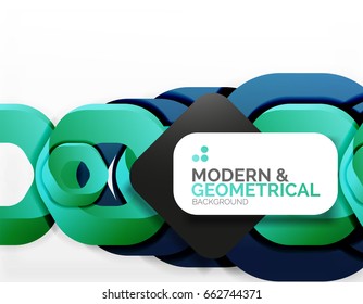 Geometric abstract background, cut chain shapes or hexagons on white. Vector illustration