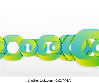 Geometric abstract background, cut chain shapes or hexagons on white. Vector illustration