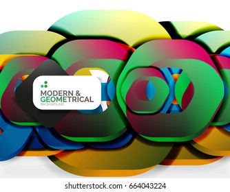 Geometric abstract background, cut chain shapes or hexagons on white. Vector illustration