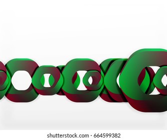 Geometric abstract background, cut chain shapes or hexagons on white. Vector illustration
