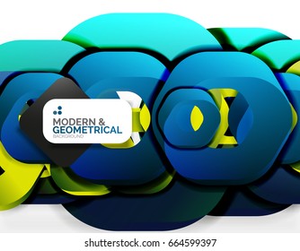 Geometric abstract background, cut chain shapes or hexagons on white. Vector illustration