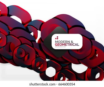 Geometric abstract background, cut chain shapes or hexagons on white. Vector illustration