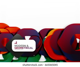 Geometric abstract background, cut chain shapes or hexagons on white. Vector illustration