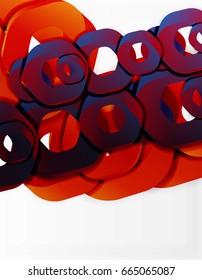 Geometric abstract background, cut chain shapes or hexagons on white. Vector illustration