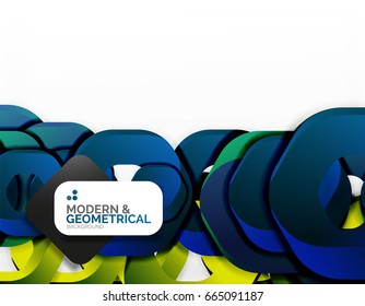 Geometric abstract background, cut chain shapes or hexagons on white. Vector illustration