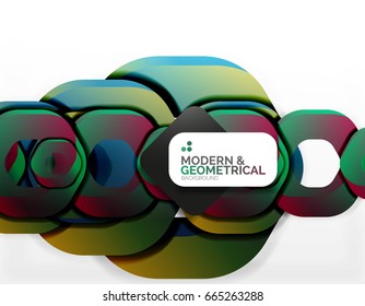 Geometric abstract background, cut chain shapes or hexagons on white. Vector illustration