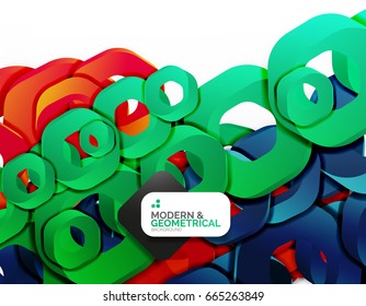Geometric abstract background, cut chain shapes or hexagons on white. Vector illustration