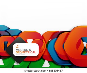 Geometric abstract background, cut chain shapes or hexagons on white. Vector illustration