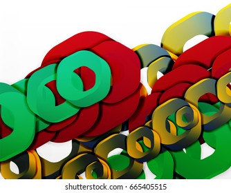 Geometric abstract background, cut chain shapes or hexagons on white. Vector illustration